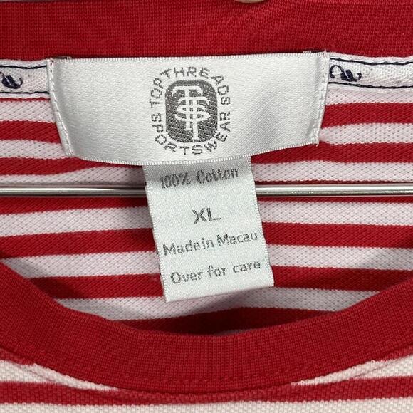 Vintage Red & white Striped Boxy T-shirt XL - Picture 2 of 4